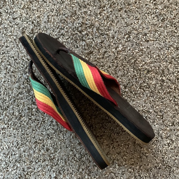 🦅 Men’s Leather & Canvas American Eagle Outfitters Sandals Flip Flops - Picture 3 of 5